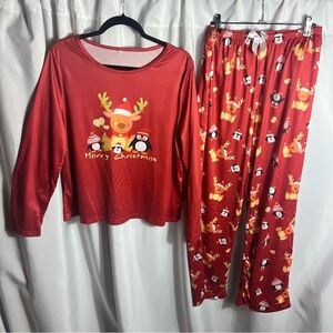 Christmas Woman’s Pjs Set Size L Long Sleeve w/ Pants Comfy Characters